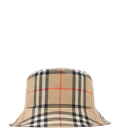 Burberry Cotton Check Bucket Hat In Neutral