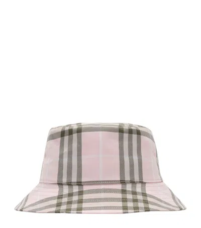 Burberry Cotton Check Bucket Hat In Pink