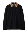 Burberry Cody Beige Polo Shirt With Long Sleeves And Check Motiv On The Collar In Cotton Man In Black