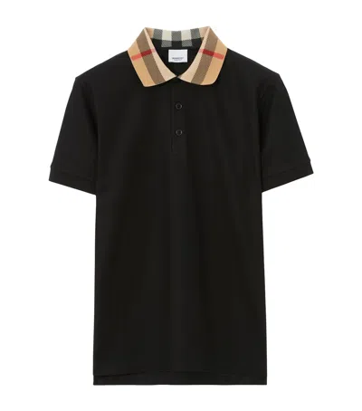 BURBERRY COTTON CHECK-COLLAR POLO SHIRT