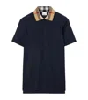 Burberry Cody Polo Shirt With Check Collar In Blue