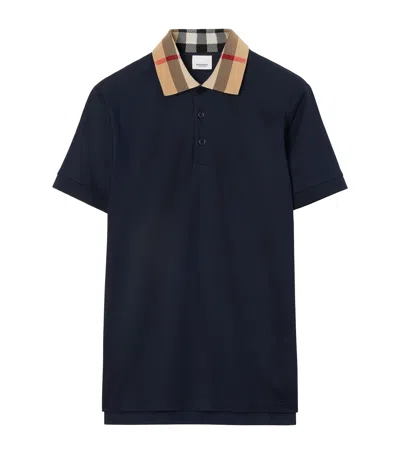 BURBERRY COTTON CHECK-COLLAR POLO SHIRT