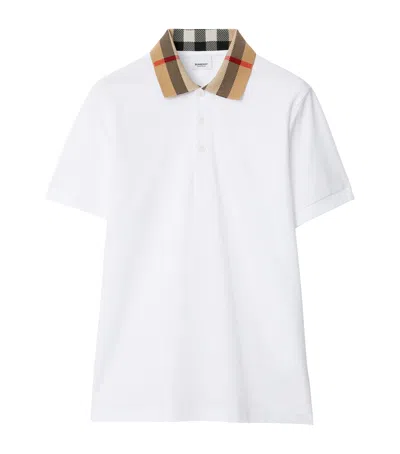 BURBERRY COTTON CHECK-COLLAR POLO SHIRT