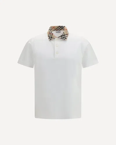 Burberry Cotton Check Collar Polo In White