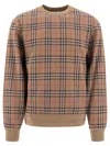 Burberry Check Pattern Sweatshirt With Embroidered Logo In Multi