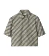 Burberry Check Pattern Cropped Short Sleeve Shirt In Neutral