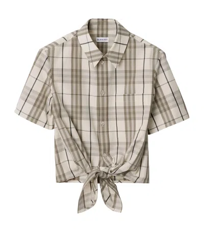 Burberry Cotton Check Cropped Shirt In Neutral