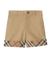 Burberry Childrens Check Turn-up Cotton Shorts In Brown