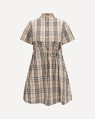 Burberry Cotton Check Dress In Gray