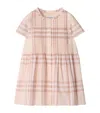 Burberry Girl's Rose Check Smocked Poplin Cap-sleeve Dress In Pink