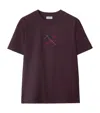 Burberry Cotton Check Ekd T-shirt In Burgundy