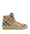 Burberry Cotton Check High-top Sneakers In Nude