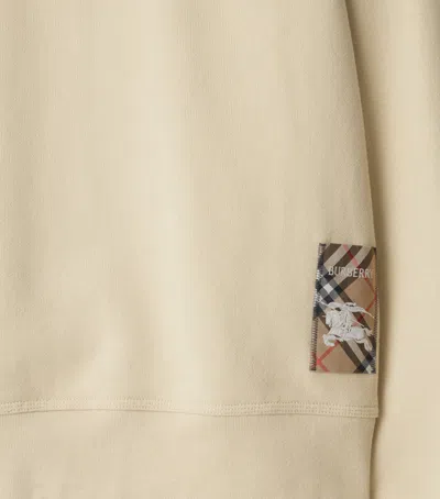 Burberry Cotton Check Label Sweatshirt In Sand