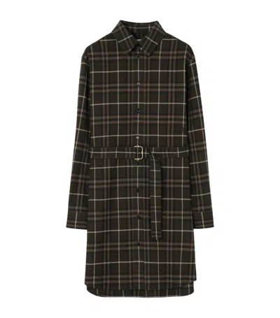 Burberry Cotton Check Midi Shirt Dress In Black
