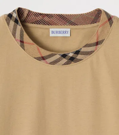 Burberry Cotton Check-neckline T-shirt In Sand