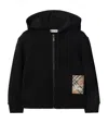 Burberry Cotton Check Patch Hoodie In Black