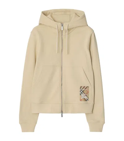 BURBERRY COTTON CHECK-PATCH HOODIE