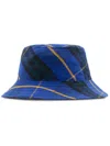 Burberry Checkered Cotton Bucket Hat In Blue