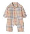 Burberry Childrens Check Cotton Jumpsuit In Neutral