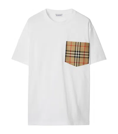 Burberry Cotton Check Pocket T-shirt In White