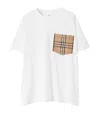Burberry Women White Jersey Checked Twill-trimmed Cotton-jersey T-shirt Tee Shirt In White