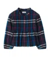 Burberry Check-pattern Smocked Blouse In Blue