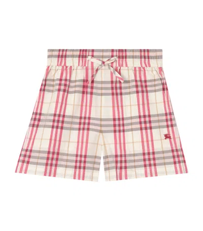 Burberry Cotton Check Print Shorts In Multi