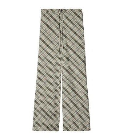 Burberry Cotton Check Pyjama Trousers In Green