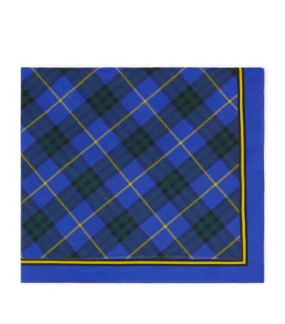 Burberry Cotton Check Scarf In Blue