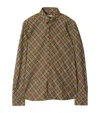 Burberry Button-down Collar Logo-embroidered Checked Cotton-flannel Shirt In Brown
