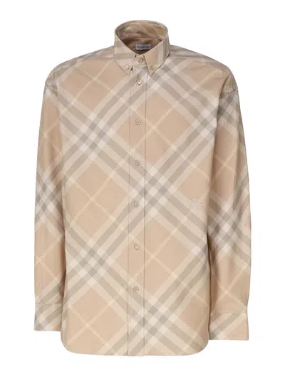 Burberry Cotton Check Shirt Clothing In Neutral