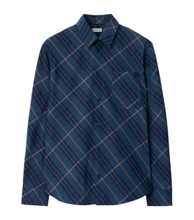 Burberry Cotton Check Shirt In Blue