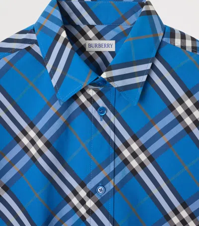 Burberry Cotton Check Shirt In Blue