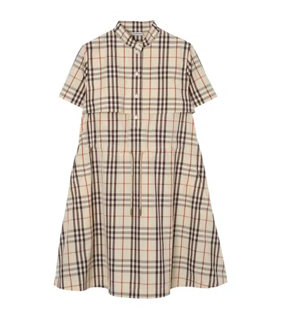 Burberry Cotton Check Shirt Dress In Beige