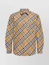 Burberry Men Beige Shirt With Classic Collar And All-over Check Motif In Cotton Man