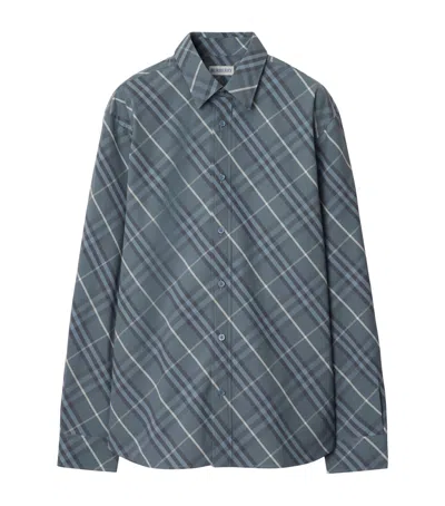 Burberry Cotton Check Shirt In Gray