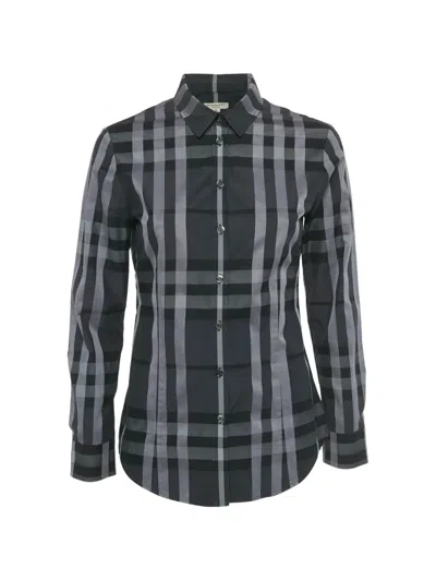 Pre-owned Burberry Cotton Check Shirt In Gray