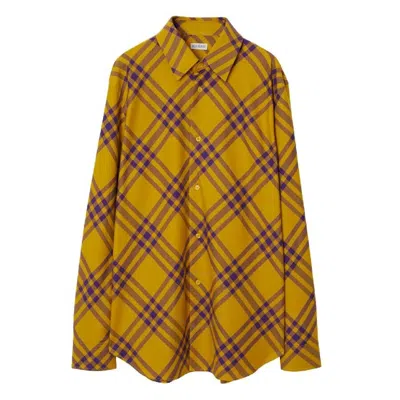 Burberry Check Cotton Shirt In Yellow
