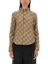 Burberry Beige Button-down Shirt With Check Pattern In Multicolour