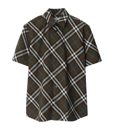 Burberry Check Cotton Short Sleeve Shirt In Green