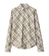 Burberry Checked Pattern Poplin Shirt With Button-down Collar In White