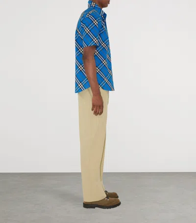 Burberry Cotton Check Short-sleeve Shirt In Blue