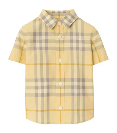 Burberry Kids' Cotton Check Short-sleeve Shirt In Yellow