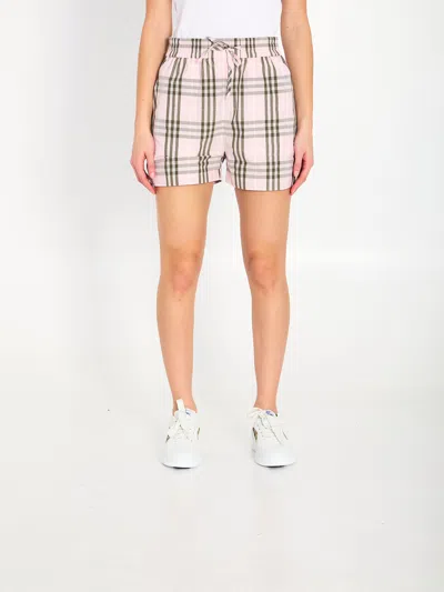 Burberry Cotton Check Shorts In White