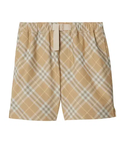 Burberry Cotton Check Shorts In Neutrals