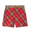 Burberry Checked Cotton Shorts In Red