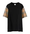 Burberry Check Motif Cotton T-shirt In Black