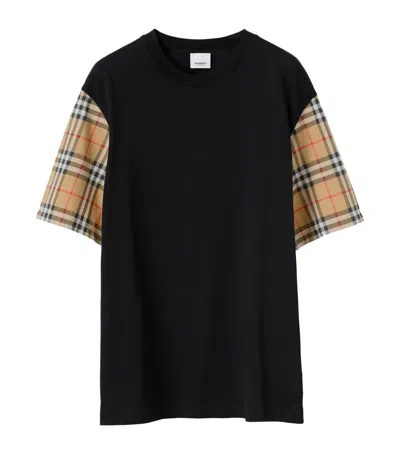 BURBERRY COTTON CHECK-SLEEVE T-SHIRT