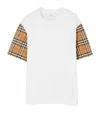 Burberry White T-shirt With Vintage Check Motif On The Sleeves In Cotton Woman In White