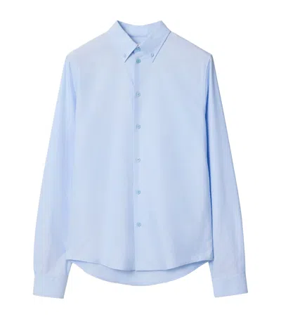 Burberry Button-down Cotton Shirt With Embroidered Equestrian Knight In Animal Print